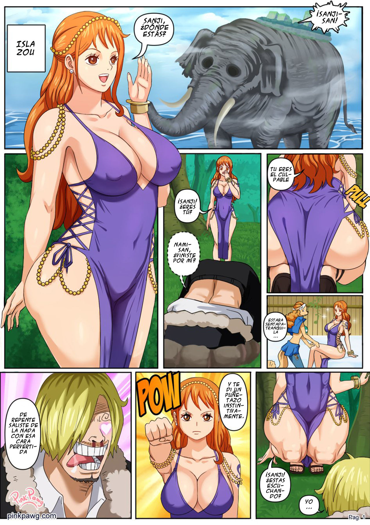 Pink Pawg- Nami in Zou Island (One Piece) - Porn Comics Gall